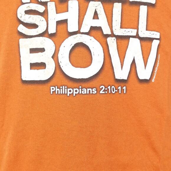 Every Knee Shall Bow Shirt Large Christian Cross Bible Verse Jesus Tee - Picture 2 of 8